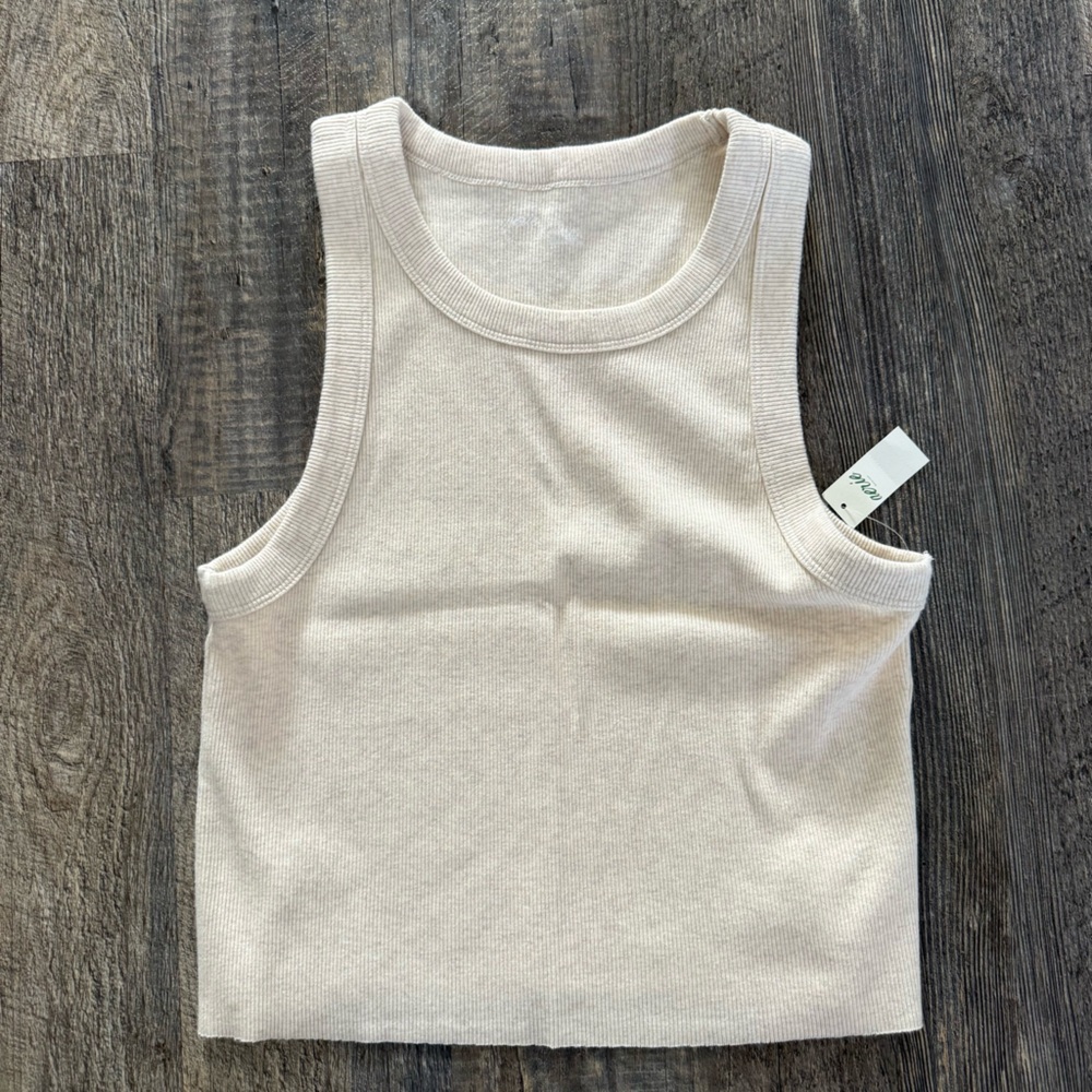 Aerie Cream Cropped Tank Top
